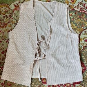 Striped Beige Vest with Tie Closure